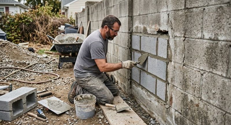 Cinder Block Wall Repair in Carmel By The Sea, CA
